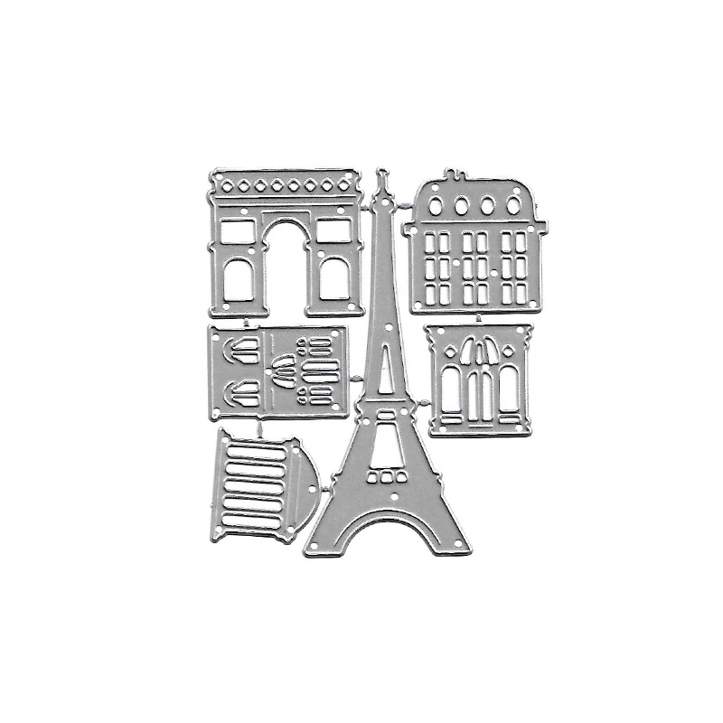 2024 New Arrival House Eiffel Tower Decration Metal Cutting Dies for Scrapbooking Knife Mould Blade Punch Stencil Card Making