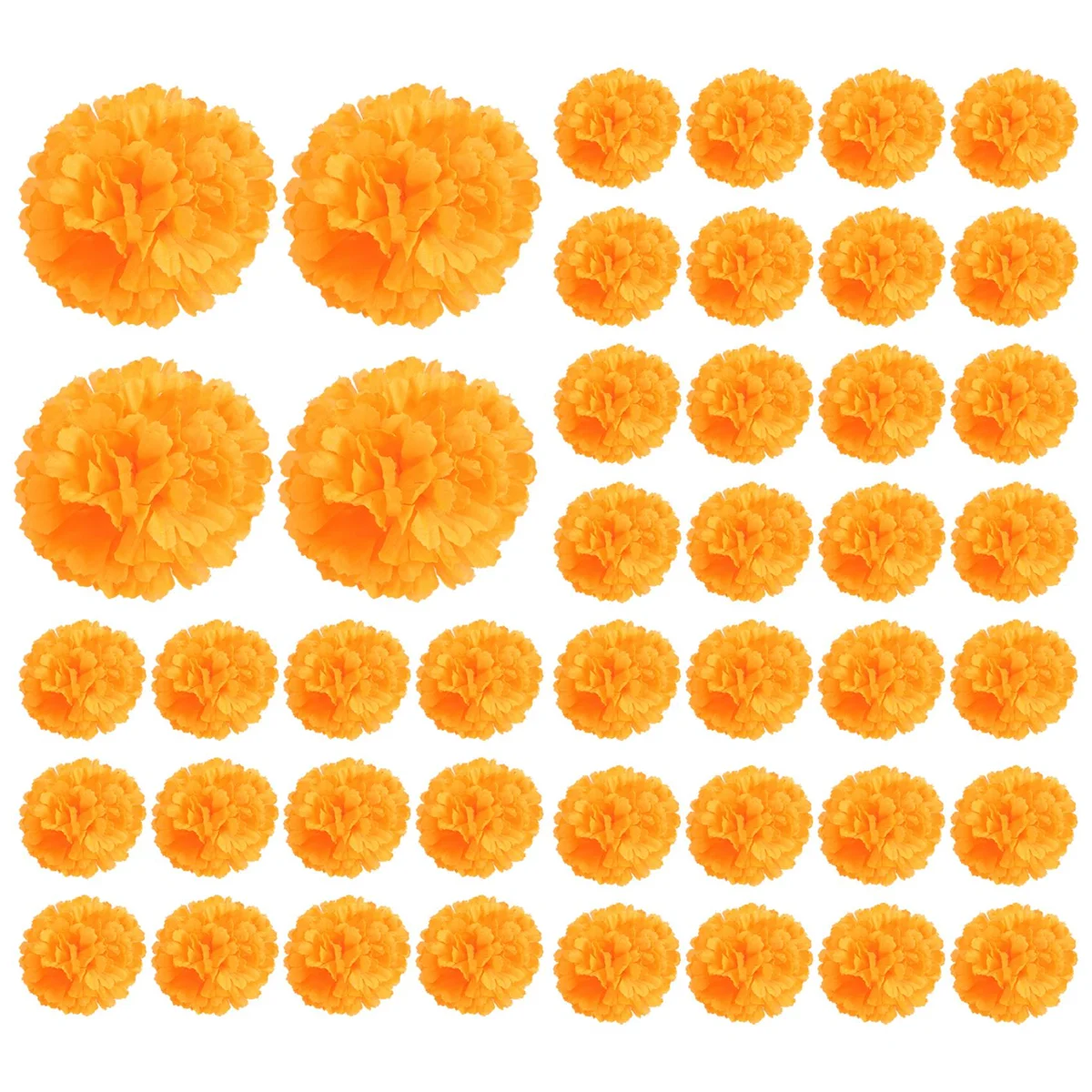 Flores artificiales de caléndula para el Día de los muertos, 50 piezas, 3,9 pulgadas