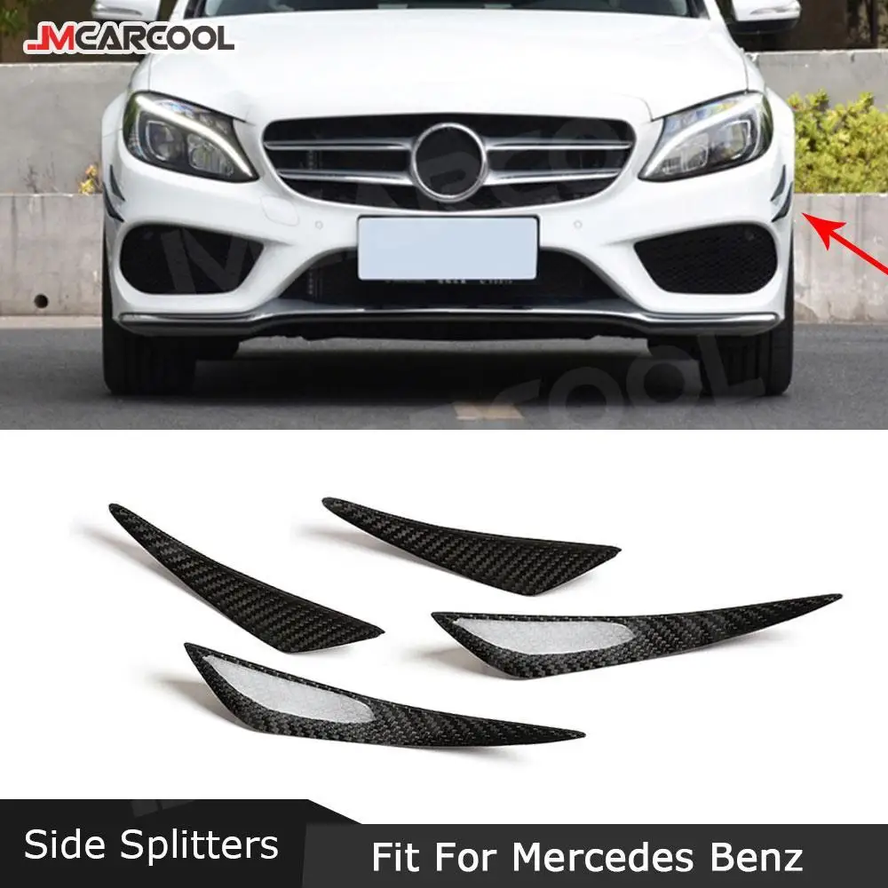 

4 PCS/Set Carbon Fiber Side Shark Fins Canards For Mercedes-Benz For BMW For Audi Front Bumper Lip Splitters Flaps Apron