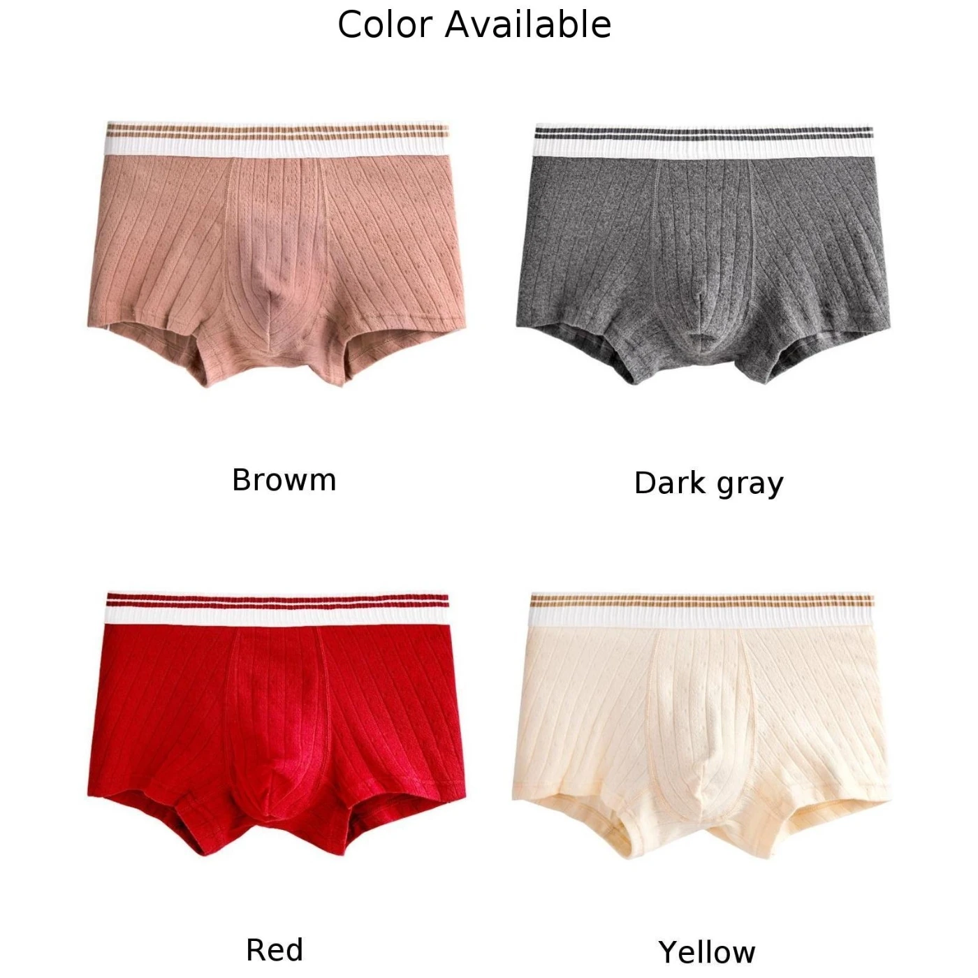 ملابس داخلية قصيرة أصفر 97% قطن + 3% سباندكس ملابس داخلية قصيرة للرجال ملابس داخلية مثيرة وسط الخصر سراويل داخلية