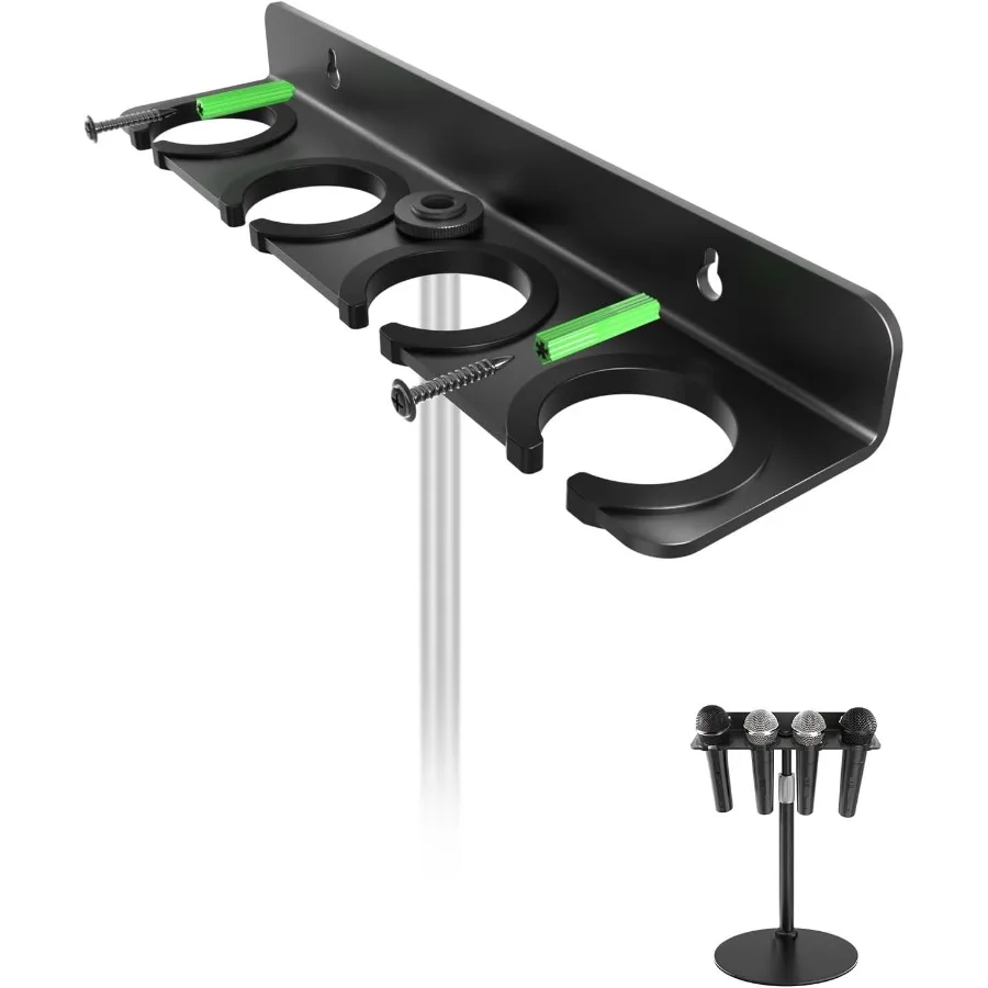 

Обновленный держатель для нескольких микрофонов 2025 года для подставки для микрофона, органайзер для хранения портативных динамических проводных и беспроводных микрофонов, настенное крепление или