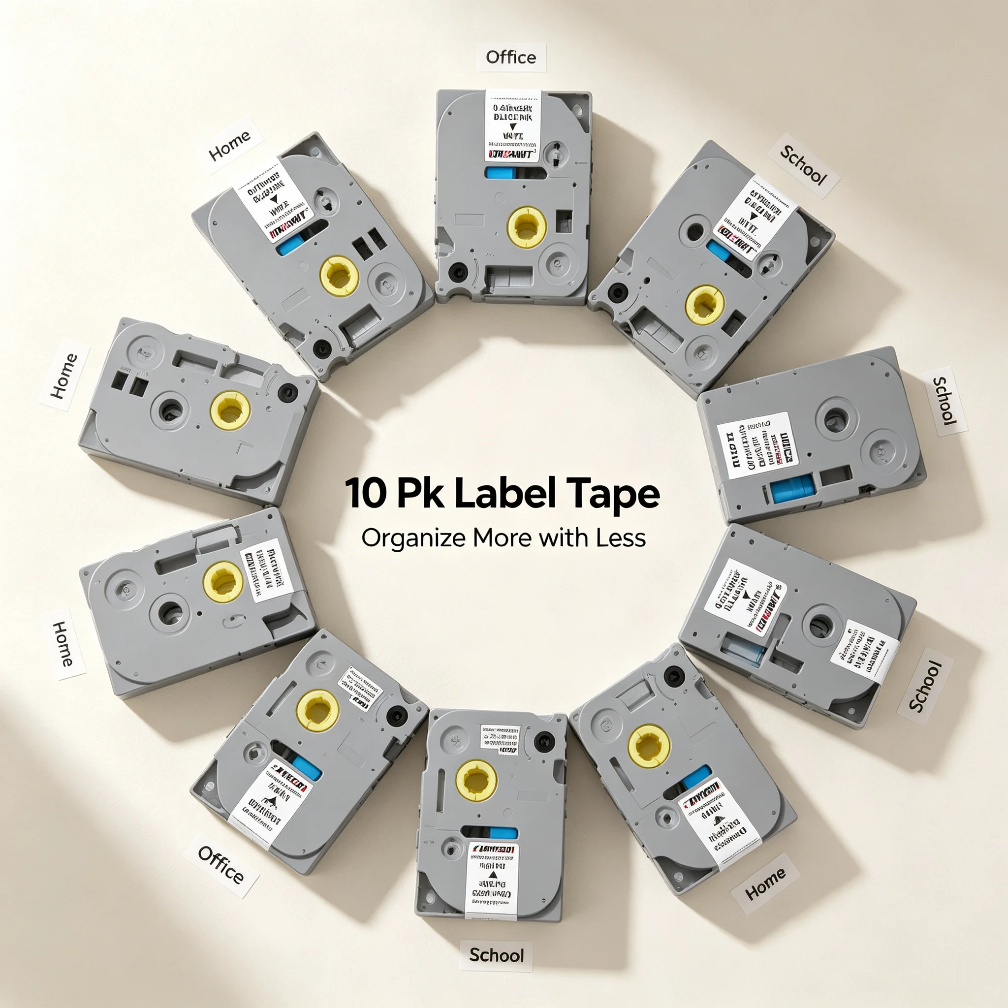 10 Pack 12mm Laminated Label Tape Compatible with Brother TZe231 TZ231 TZe-231 TZ-231 TZe131 Black on White Replacement Tape Refills for Brother P-Touch Label Maker Printer