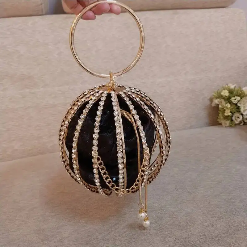 

Luxury Ball Metal Diamond Ring Handle Women Party Purses and Handbags Shoulder Bag Crossbody Bag Evening Bag Female Bolsa