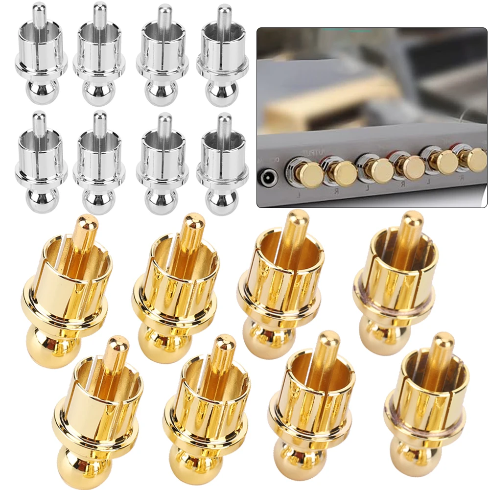 1/8PCS Gold Plated Rhodium RCA Protection Cap Plug Short-Circuit Socket Phono Connector for Audio Speaker Subwoofer Amplifier