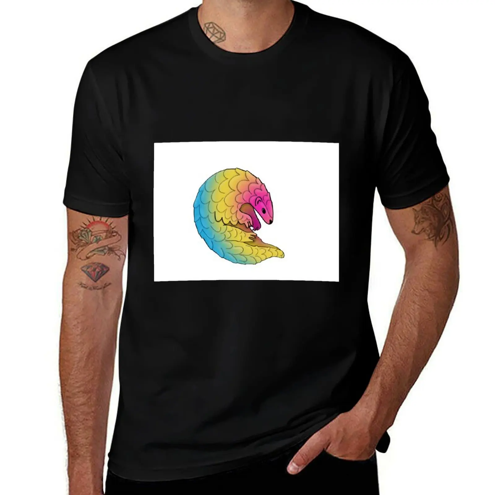 Pangolin Pan Pride T-Shirt Running Gym Short Sleeve Sports Tee T-Shirt