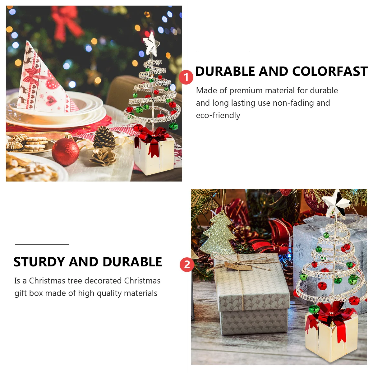 

Mini Christmas Decor Iron Spiral Gift Box Tree Shaped Ornament for Christmas Party Home Office Store Hotel Restaurant Decor