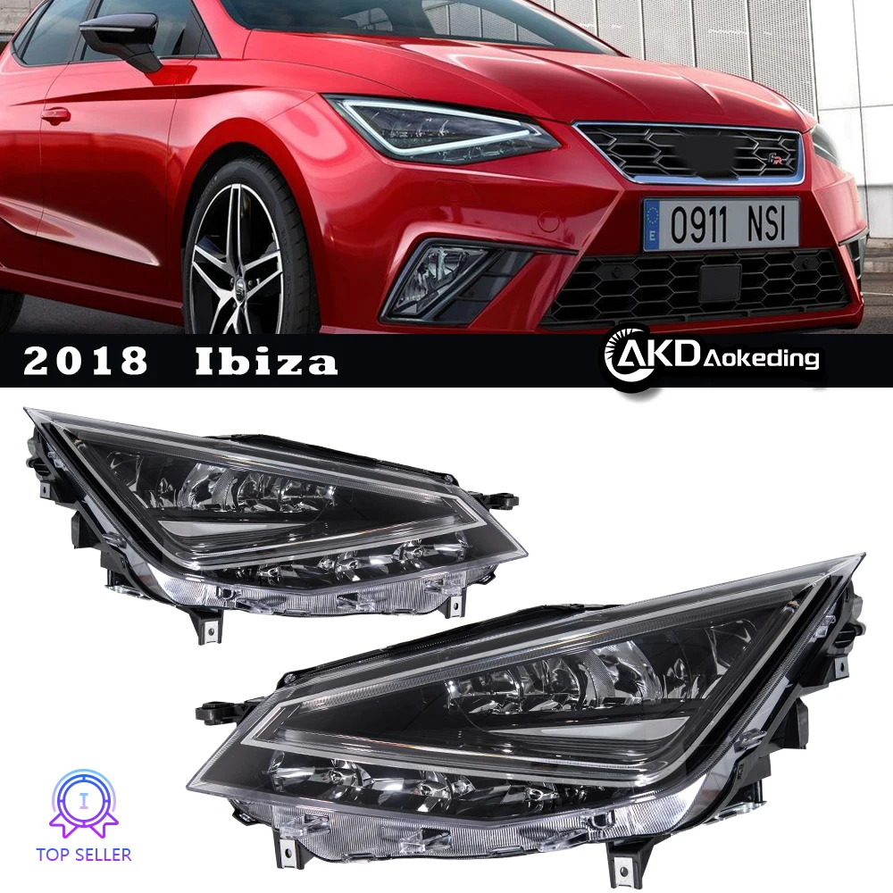 AKD LED-Scheinwerfer-Set für SEAT Ibiza Mk5 2017–2021 Ibiza MK5 6F Vor-Facelift LED-Projektorlinse DRL Blinker Frontscheinwerfer Autozubehör