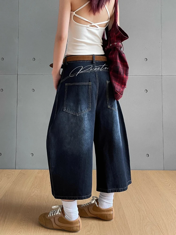 

Summer Exclusive Embroidered Patchwork Wide Leg Seven Inch Jeans Men Women American Retro Knife Pants ort Trendy