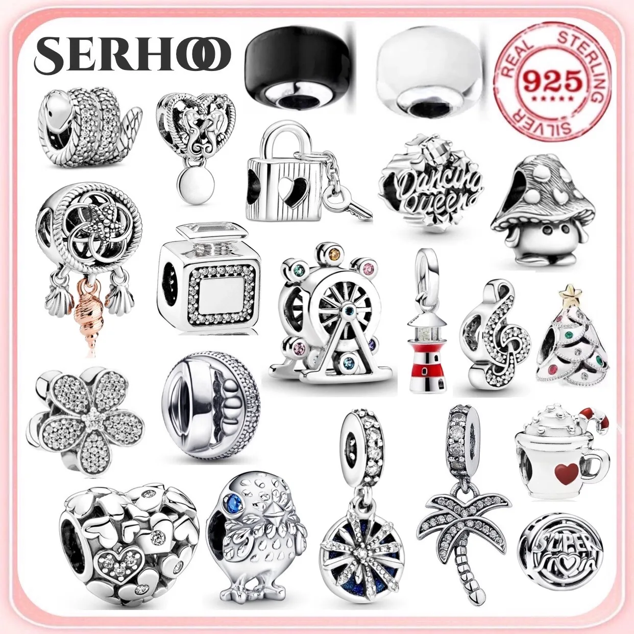 

Серебристый простой шарм из стерлингового серебра 925 пробы, бусина, подходит для оригинального браслета, кулон «сделай сам», аксессуары, ювелирные изделия для женщин, подарок