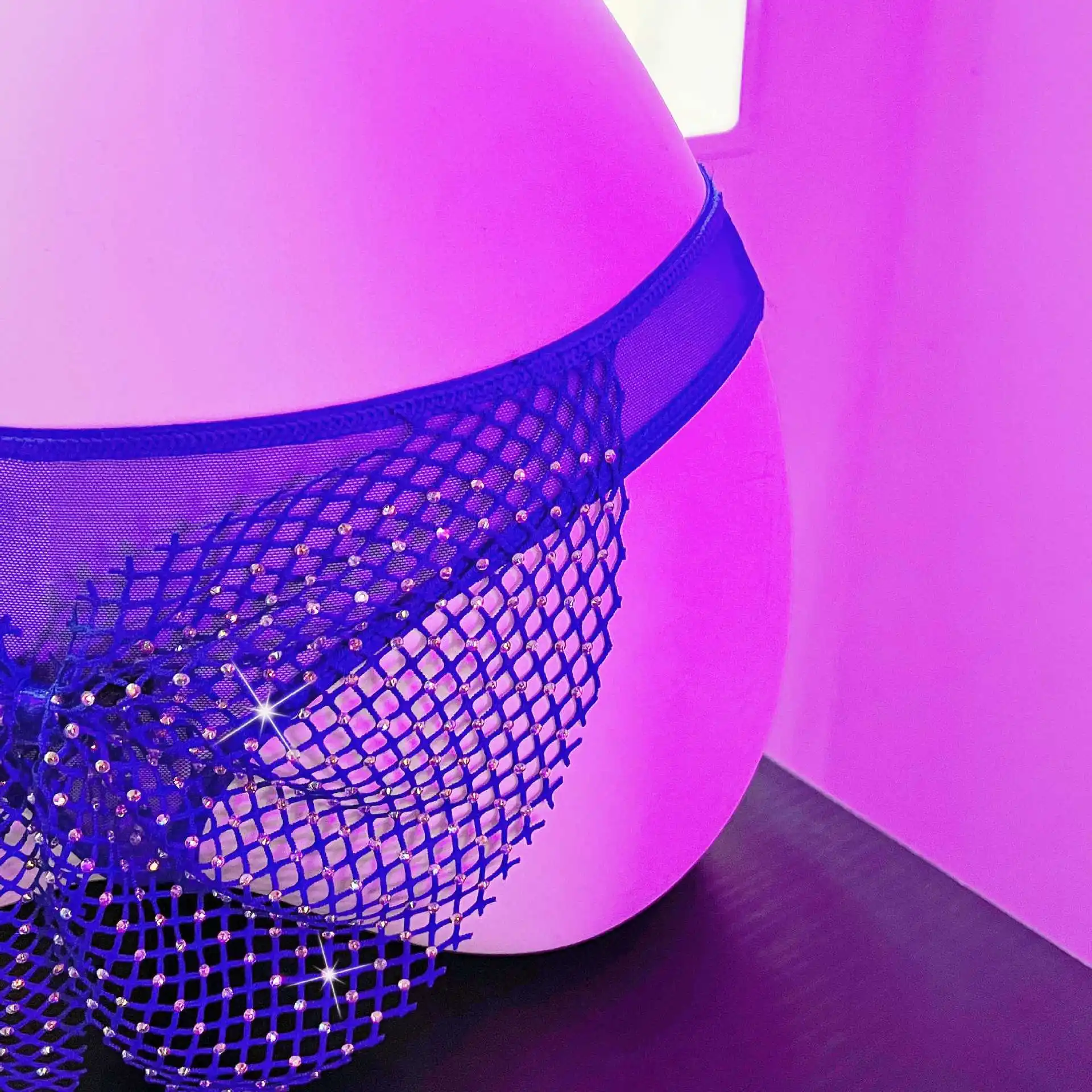 تألق الماس شبكة جوفاء مثير الملابس الداخلية النسائية فراشة كبيرة منخفضة الخصر الصيد صافي منظور تنفس ثونغ للمرأة