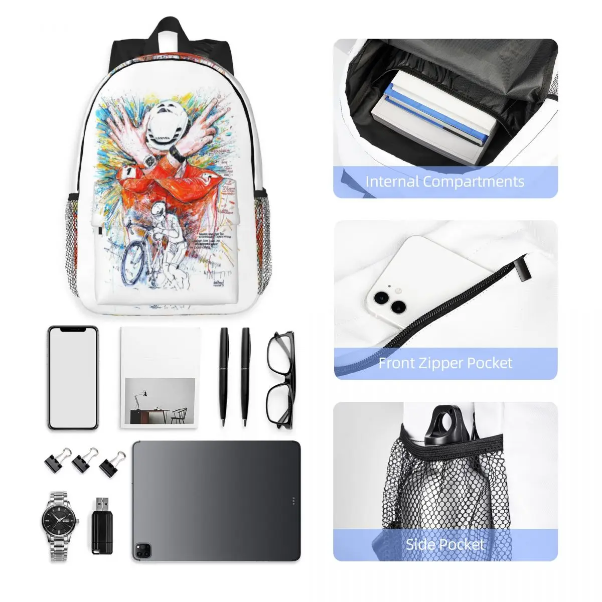 Mathieu Van Der Poel Cyclist MVDP Dutch Cyclist College Backpack Student BookBag Men Women School Bag Computer Shoulder Bags