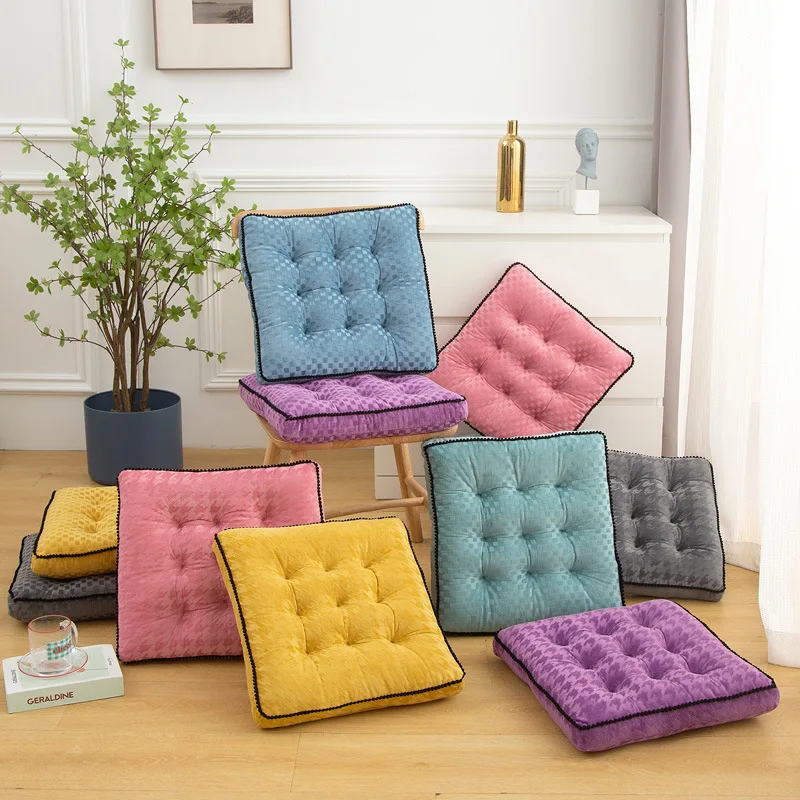 1PC Square Plaid Seat Cushion Household Bedroom Balcony Collapsed Rice Floor Cushion Thickened Bay Window Windowsill Cushion