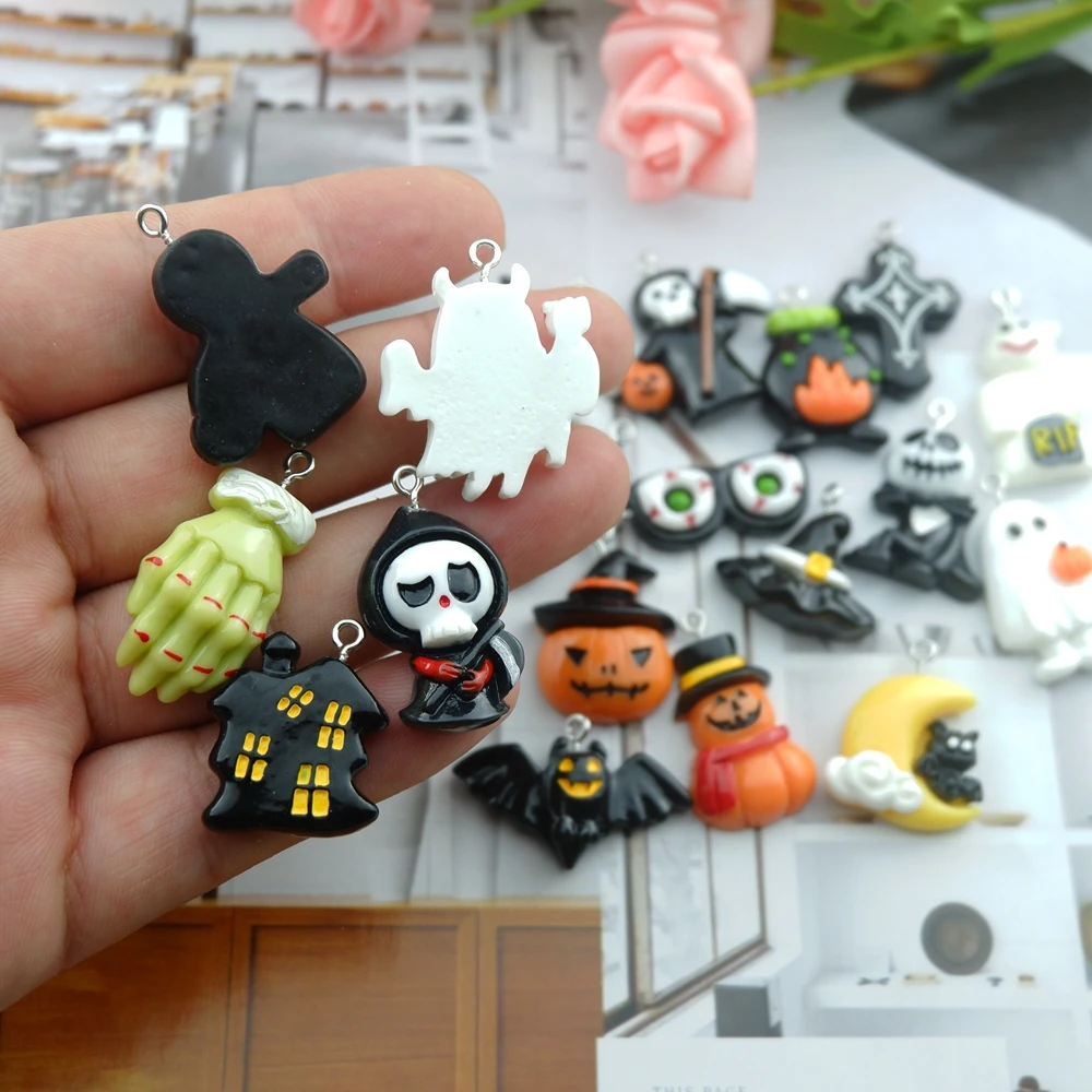 Cute Halloween Set Charms for Jewelry Making Diy Earring Bracelet Pendant Accessories Findings Phone Making Bulk Wholesale