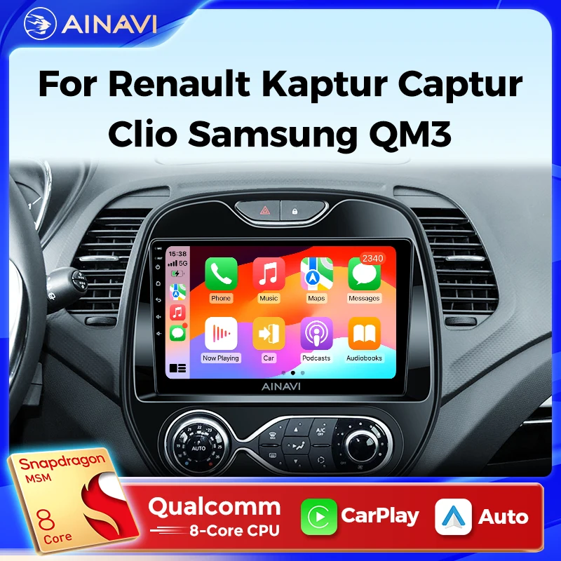 Ainavi Multimedia Player For Renault Captur Kaptur Clio Samsung QM3 2014 2015 2016 Wireless Carplay Android Auto Radio Car Radio