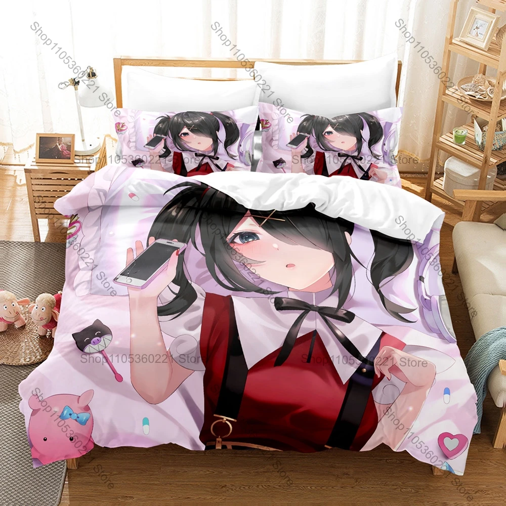 NEEDY GIRL OVERDOSE Duvet Cover + 2 Pillowcases, OMGkawaiiAngel KAngel Print Bedding Set Soft Fabric Decor Gift for Anime Game