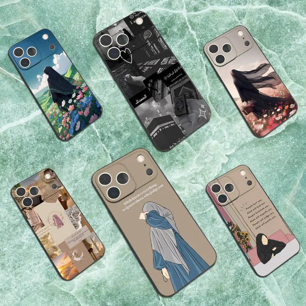 

Muslim Arabic Belief Girls Phone Case For iPhone 17,16,15,14,13,12,11 Plus,Pro Max,XS,X,XR,SE,Mini,8,7,Soft Silicone Black Cover