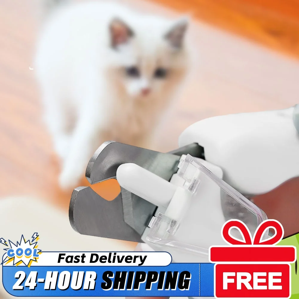 2 In 1 Universal Nail Cutter Anti Splash with LED Pet Supply(White)