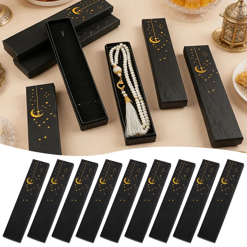 12 pièces, 99 verre Imitation Misbaha Tasbih perles de prière musulmanes Bracelet avec boîte-cadeau Eid Mubarak Ramadan décoration de fête islamique