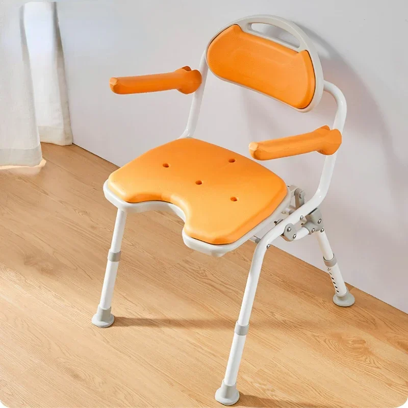 

Steady Anti-Rollover Shower Chair: Foldable Storage, Anti-Slip Bath Stool, Height Adjustable for Stroke Hemiplegic Elderly