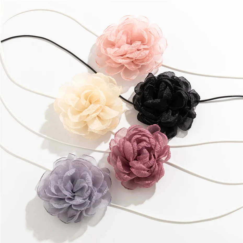 Übertriebene elegante große Rose Blume Schlüsselbein Kette Halskette für Frauen kpop sexy romantische verstellbare Seil Halsreif y2k Accessoires – Detail 20