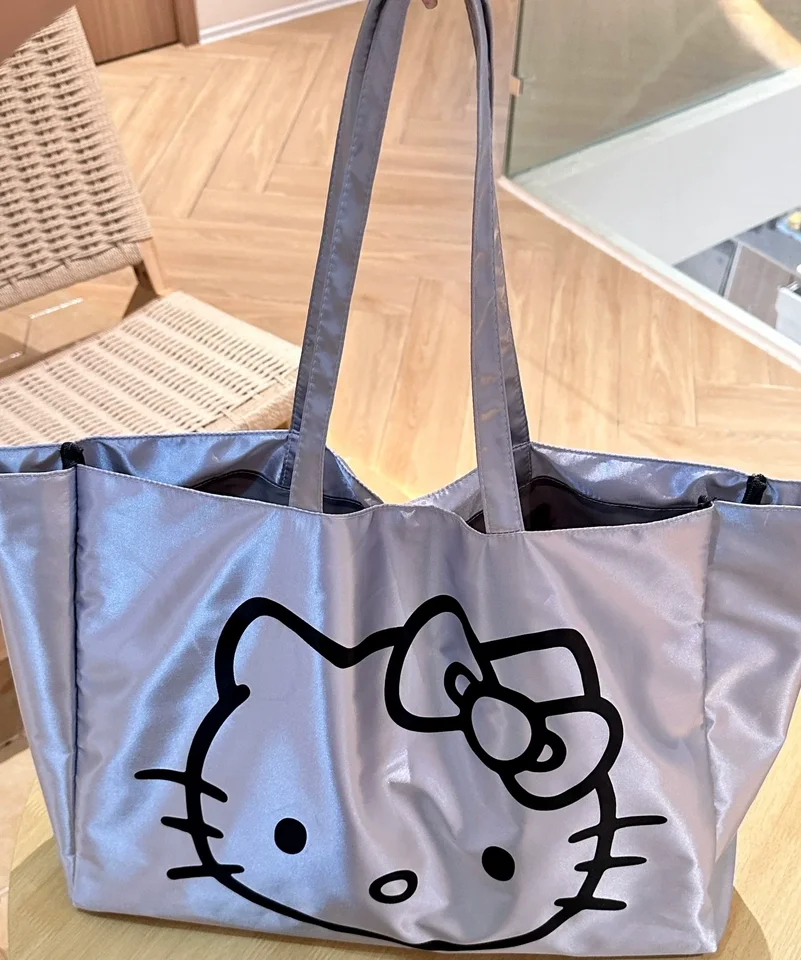 كارتون كيتي حمل حقيبة لطيف سعة كبيرة حقيبة الطالب على ظهره خمر حقائب السفر الفضية أكياس التسوق #4