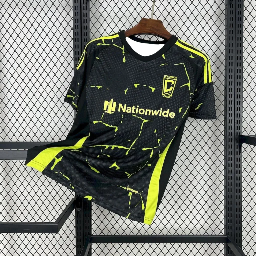 25-26 Columbus Crew Fan Retro Player Ropa deportiva de fútbol Impreso 3D de manga corta Adecuado tanto para hombres como para mujeres