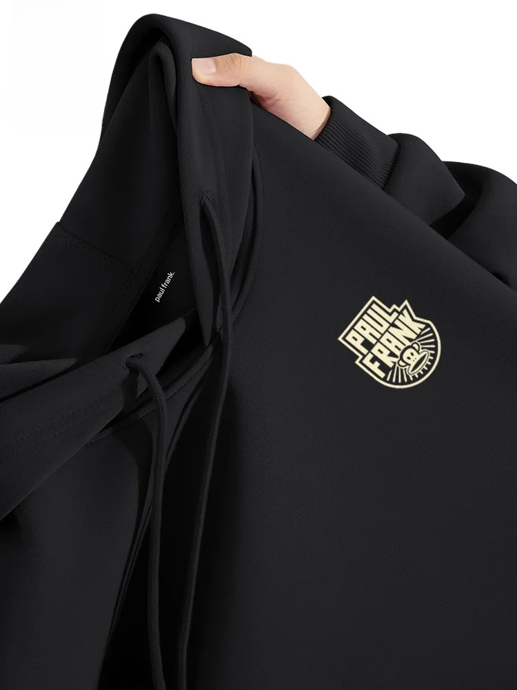 

Худи с принтом обезьяны для полных мужчин, свободный крой, весна-осень, черный свитшот, повседневный, удобный, хлопок/полиэстер