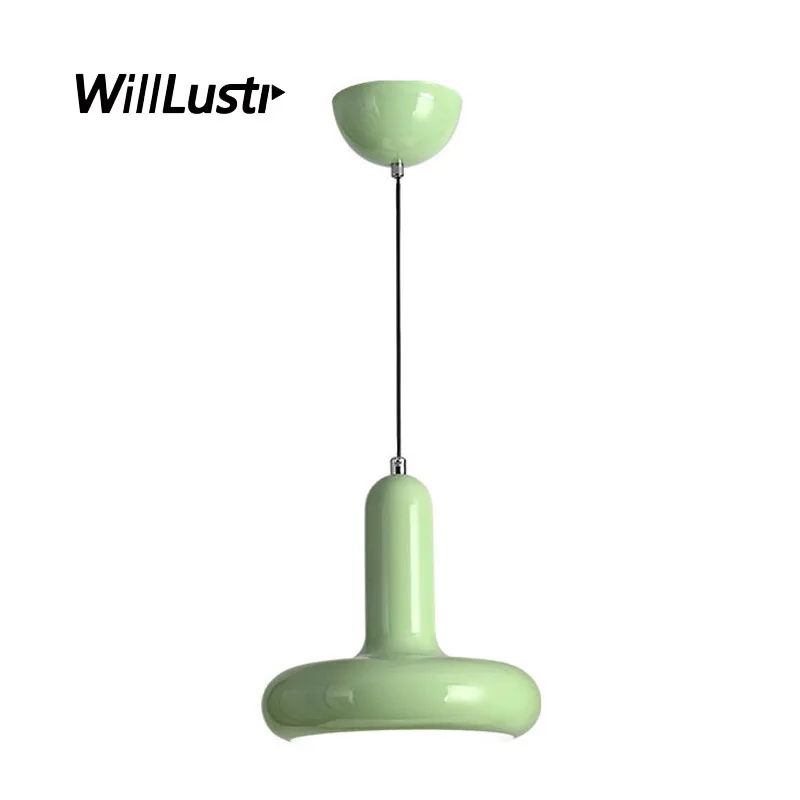 

Macaron Color Iron Pendant Lamp Cream Metal Suspension Light Hotel Cafe Bedroom Green Pink Orange Red Hanging Ceiling Chandelier