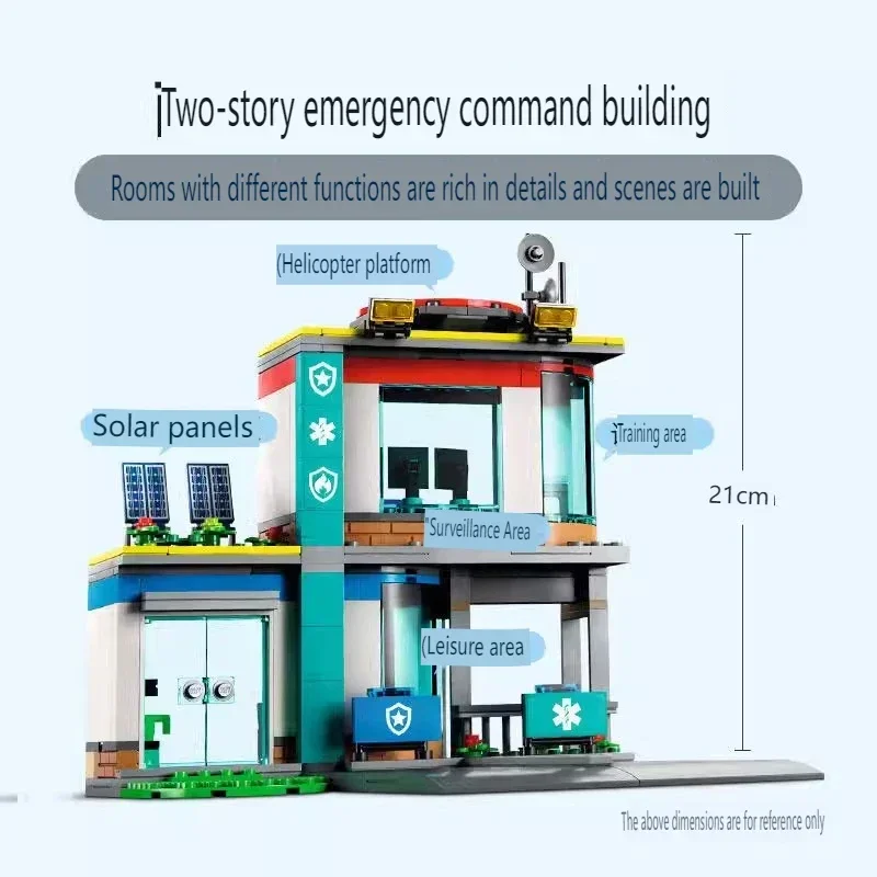 City Series Emergency Rescue Center Fire Police Helicopter Boys Assembling Building Blocks Toys Children\'s Christmas Gifts News