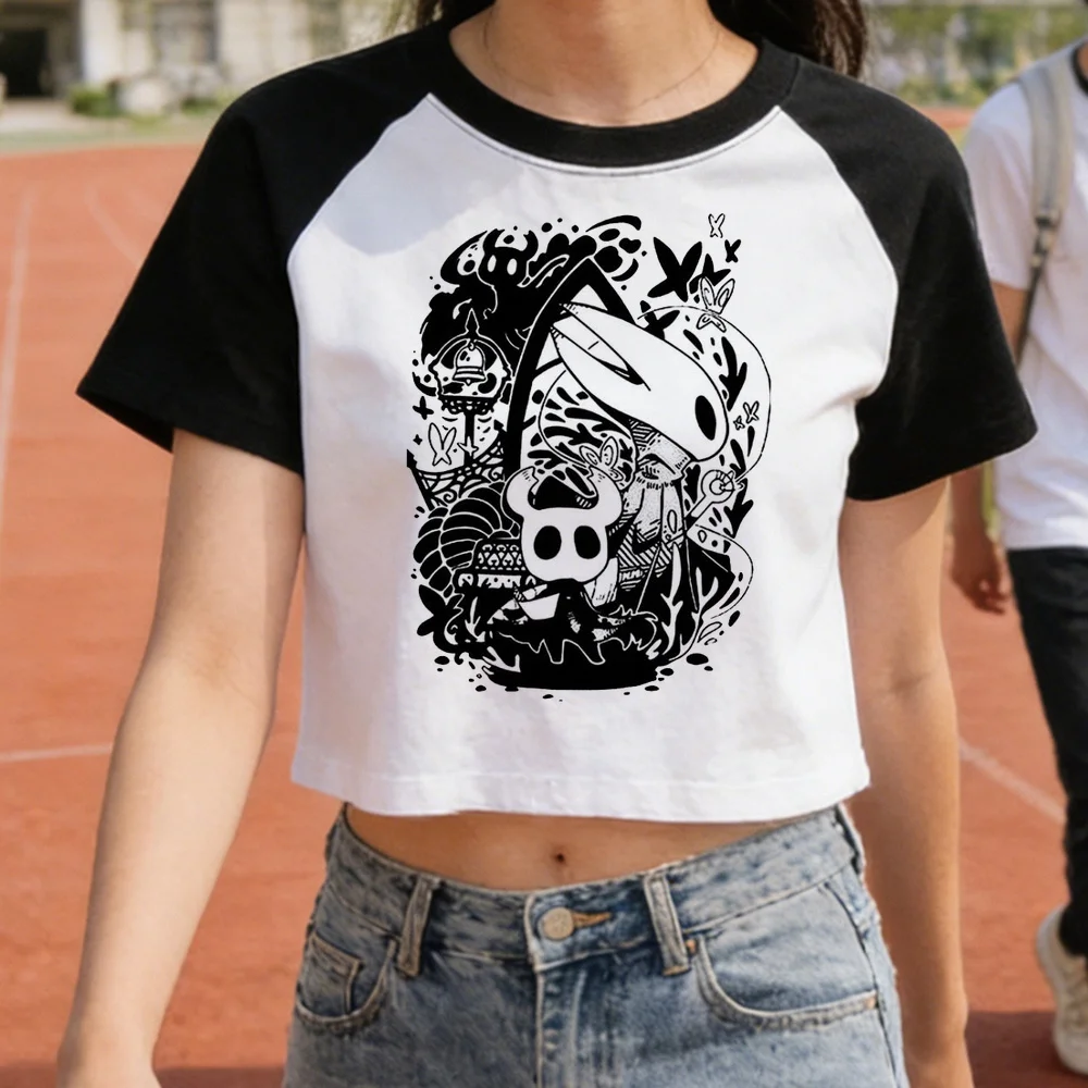 Hollow Knight crop top female anime clearance sales gothic top tees harajuku emo kawaii cheap grunge