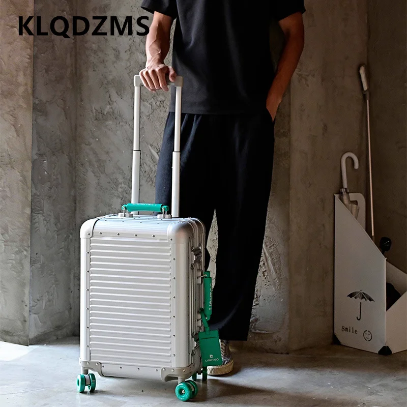 KLQDZMS BLuggage High Quality All Aluminum Magnesium Alloy Boarding Box Men's Business Trolley Case 20