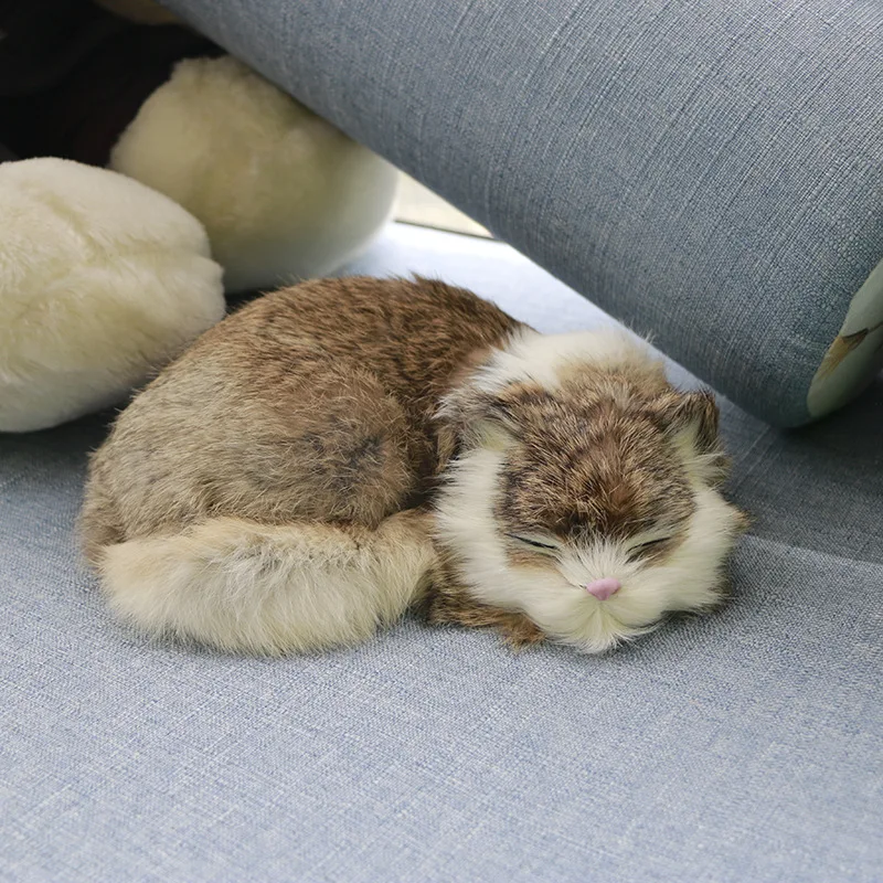 Simulation Cat model about 21x17cm polyethylene&furs furry sleeping cat handicraft props,home decoration gift p0720