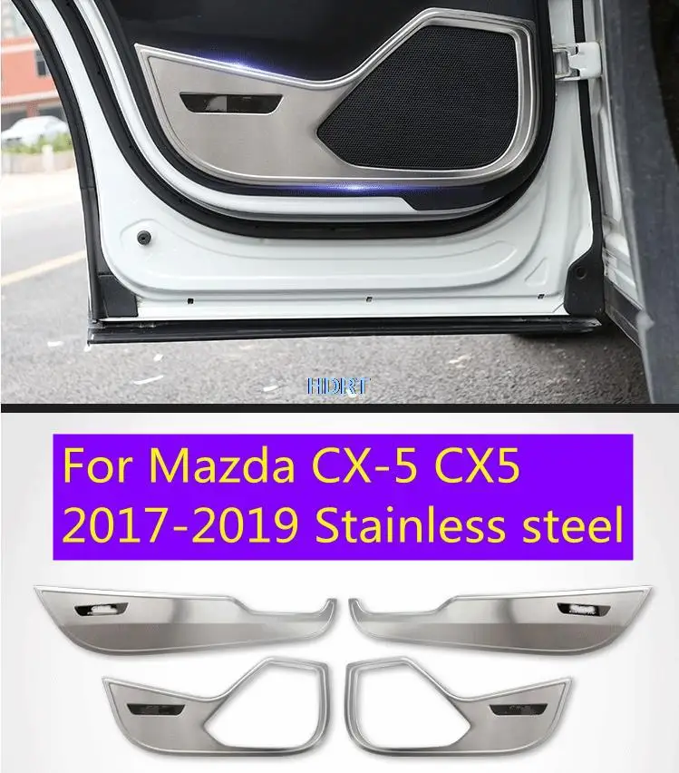 

For Mazda CX-5 CX5 2017-2019 Stainless steel Second generation Inner Door Protective car style cover Anti Kick board Stick trim