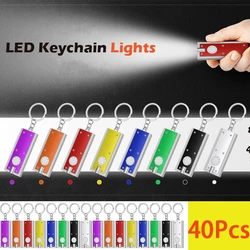 40Pcs LED Keychain Flashlight Mini Flashlight Pocket Keychain Light USB Rechargeable Torch Emegency Light Camping Light