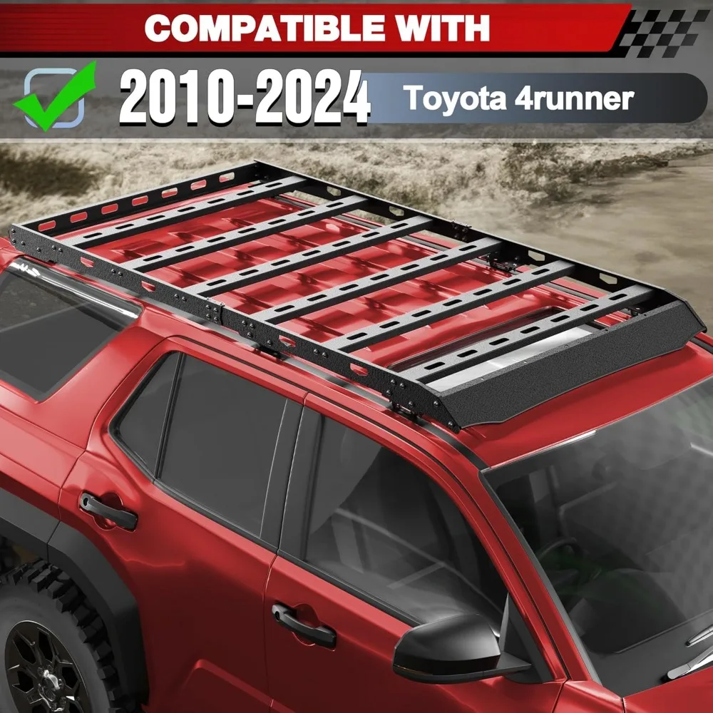 حاملات البضائع لسلة حامل السقف شديدة التحمل لـ 2010-2024 5th Gen Toyota 4Runner حلول تخزين الأمتعة فوقية