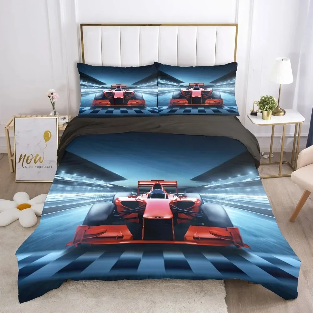 Speed Sports Car Speed Racing Car Comfortable Duvet Quilt Cover Pillowcase Bedding Set Children Bedroom Decoration Home Textile