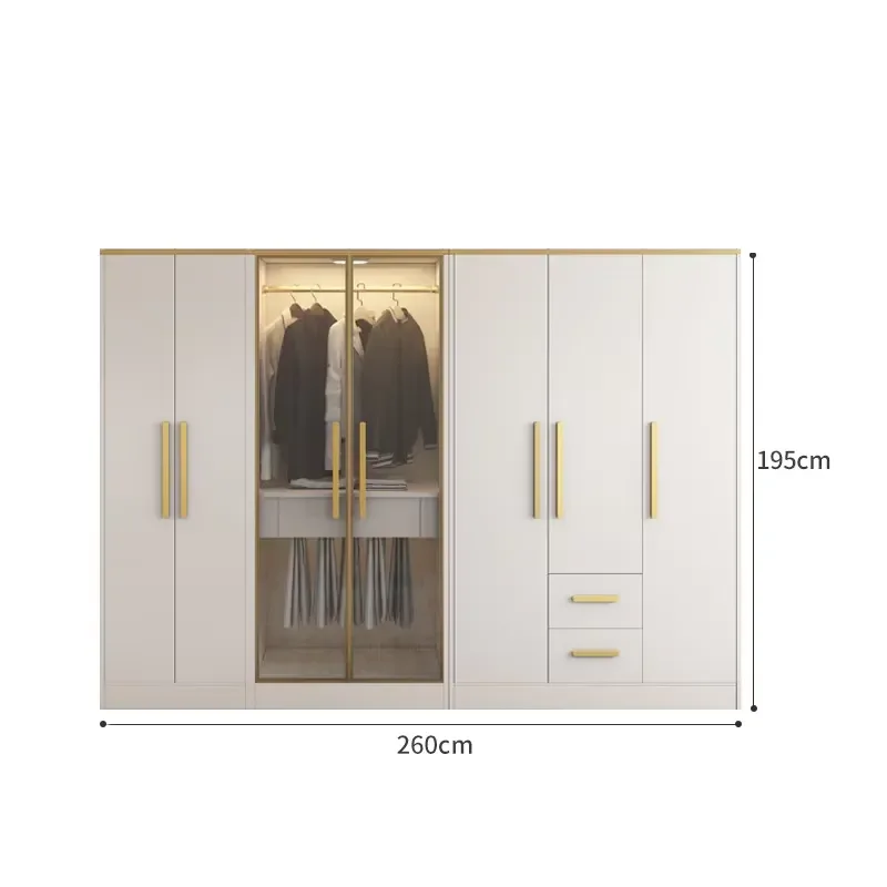 For Bedroom Furniture Modern Sliding Door Closet Wooden White Wardrobe Clothes Storage Cabinet Space Saving Home Organization