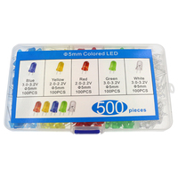 500Pcs LED Light-Emitting Diode Red Yellow Blue Green White 5MM Luminous Diode Kit 100Pcs/Color for DIY Electrical Maintenance