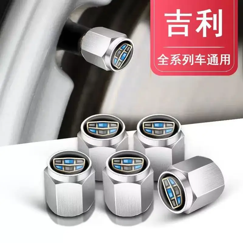 5pcs Car Wheel Tire Air Valve Caps Stem Cover With Brand Accessories For Geely Atlas SUV Boyue Borui Coolray Emgrand GE NL3 EX7