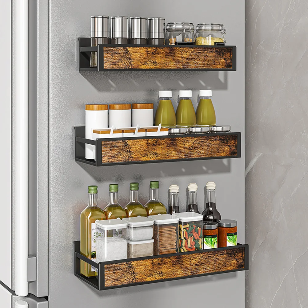 3 Pcs Industrial Wall Mount Spice Rack Organizer