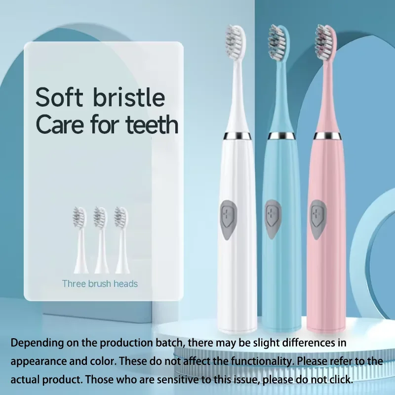 3Colors Soft Bristle Sonic Electric Toothbrush Effective Oral Care Waterproof Adult Electric Toothbrush Portable Intelligent