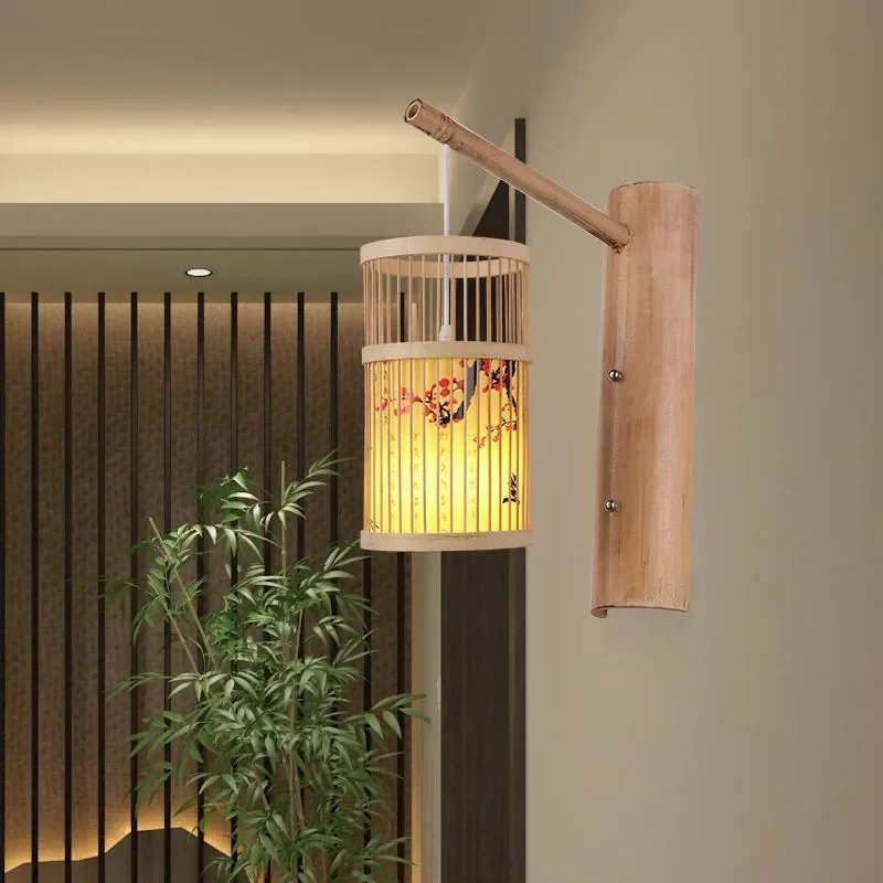 

DORIAN Modern Bamboo Art Wall Lamp Bamboo Weaving Creative Living Room Restaurant Bedroom StudyTea Homestay LED Retro Wall Light