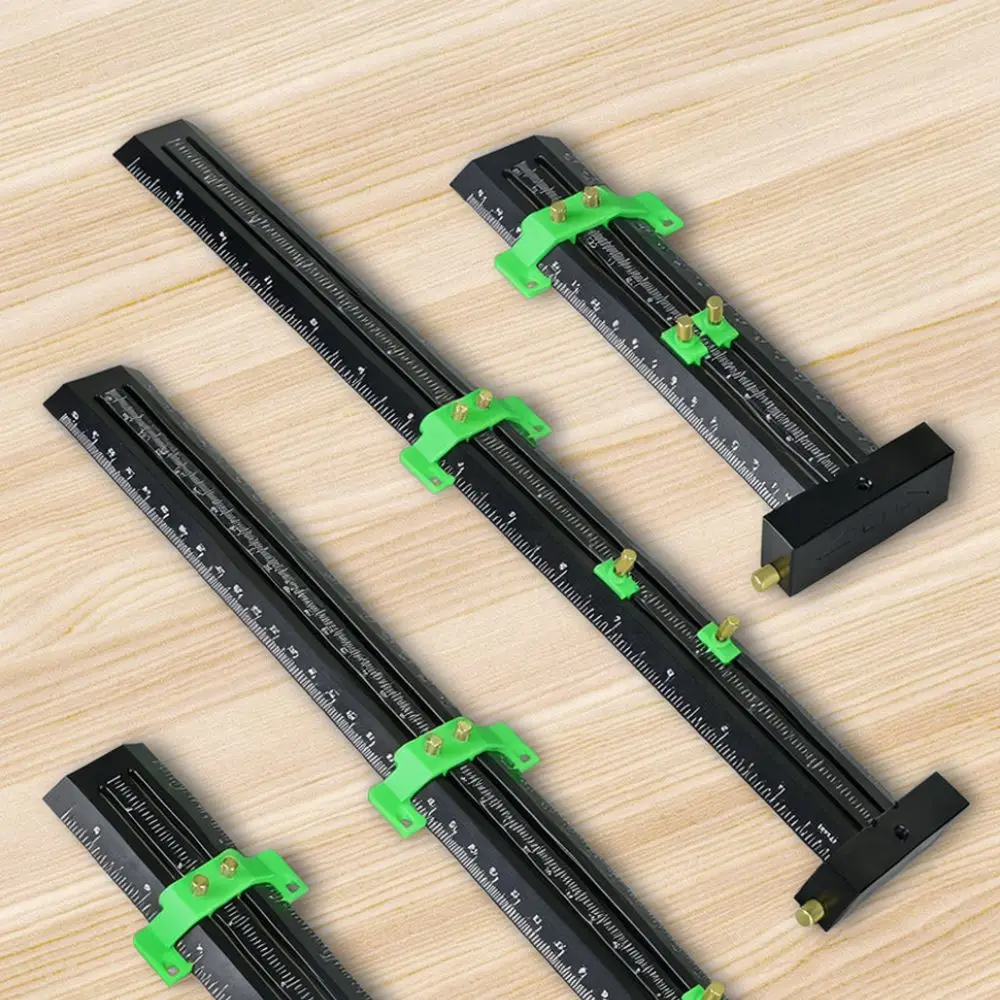 Portable T Type Scriber Woodworking Marking Gauge Parallel Vertical Line Finder Steel Needle Accurate Carpentry Tool Set