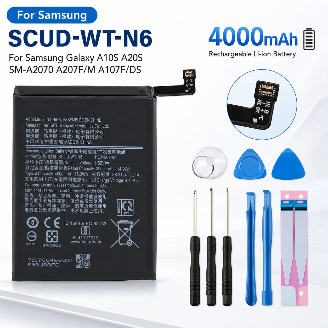 Replacement Battery SCUD-WT-N6 4000mAh for Samsung Galaxy A10S A20S SM-A107F SM-A207F Stable Power Cell High Capacity
