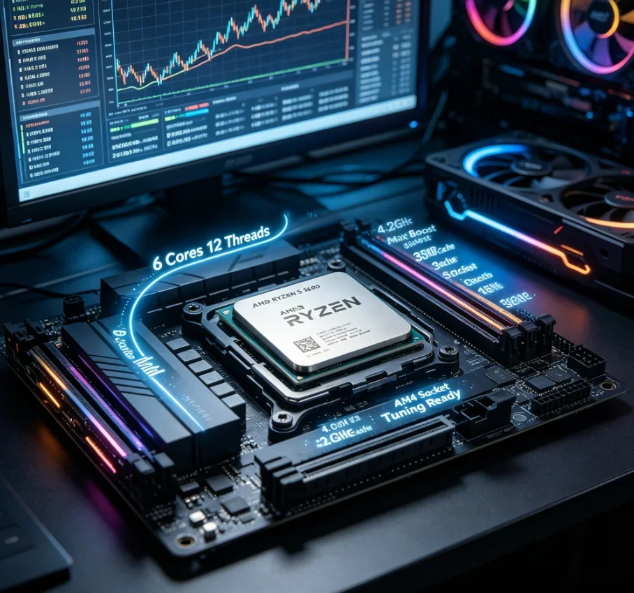 Student All-purpose Desktop CPU AMD R5 3600 AM4 Processor For Online Courses Design Work After-school Entertainment Gaming