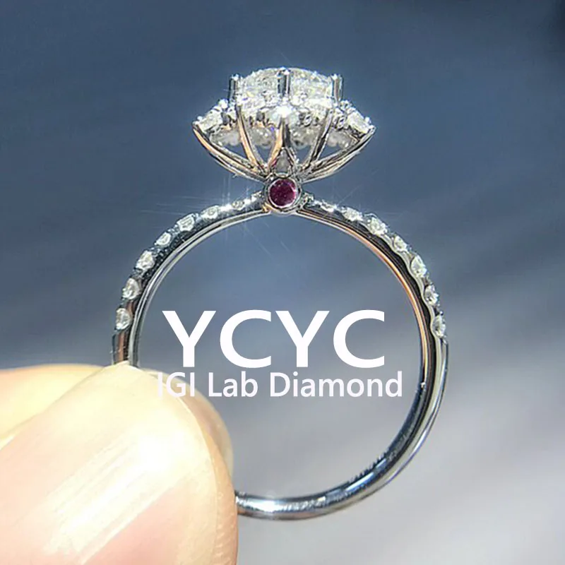 1 2 3 4 5Ct 14K White Gold Lab Grown Diamond Ring Round Cut Diamond CVD HPHT DEF VS-VVS Wedding &Engagement Ring ﻿