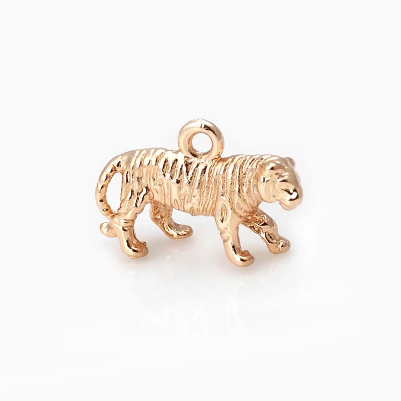 6PCS 11x18MM High Quality 18K Gold Color Brass Tiger Charms Pendants Diy Jewelry Making Supplies Necklace Findings Accessories