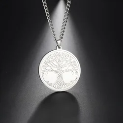 Skyrim Albero della vita Collana in acciaio inossidabile Colore argento Talismano Amuleto Collane a catena lunga Gioielli vintage per uomo