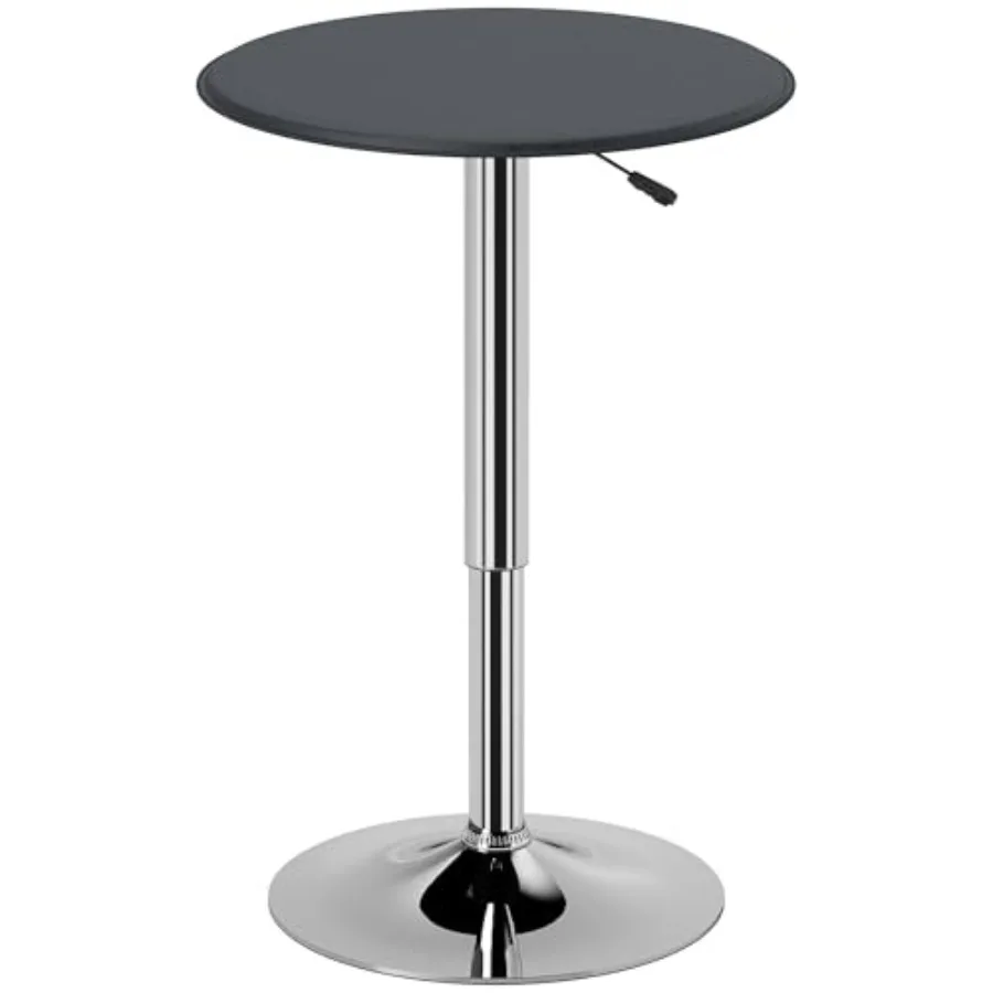 

25" Round Bar Table Adjustable Height and 360° Swivel Pub Table for Living Room Dining Room Bar Bistro Black
