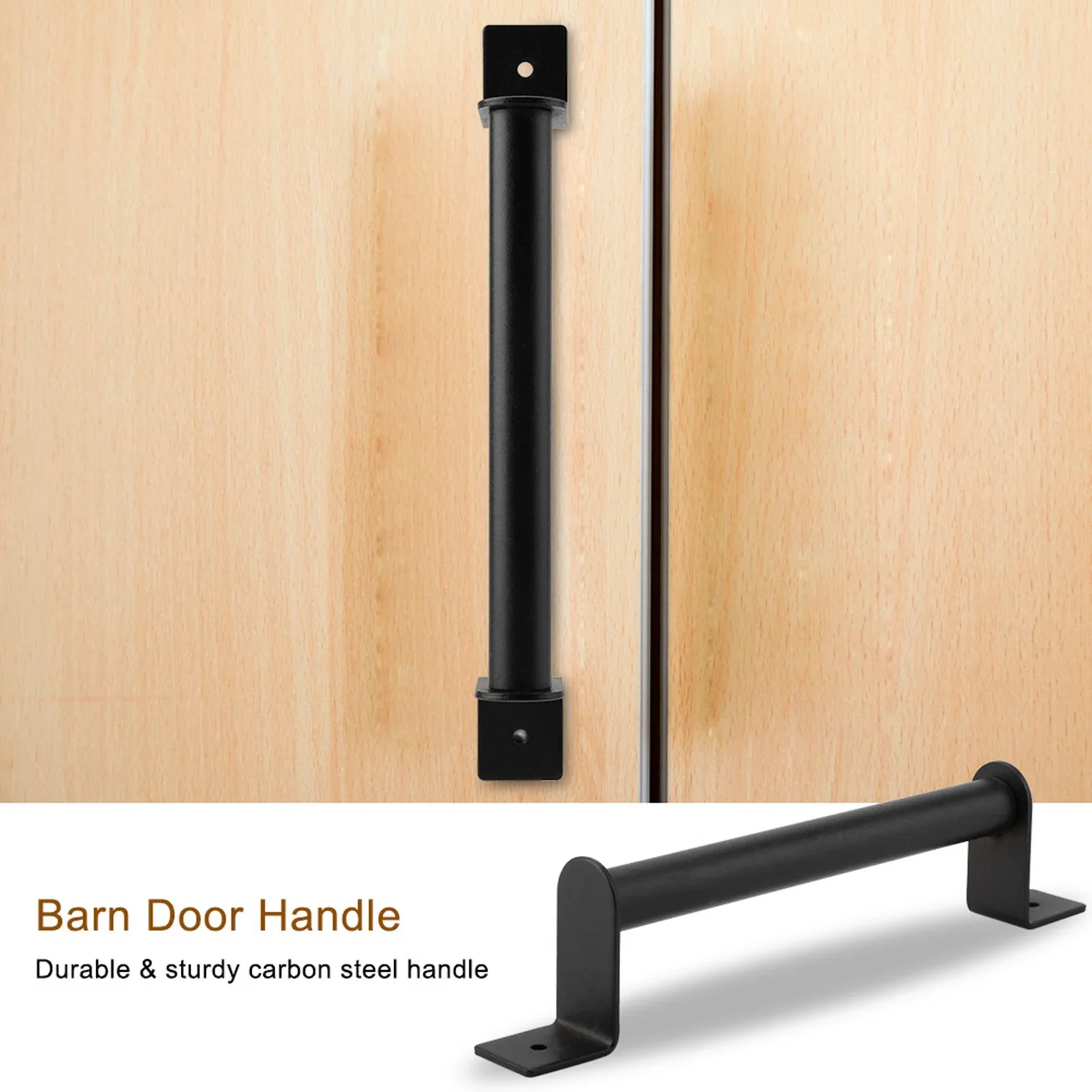 Barn Door Handle Sliding Door Pull Carbon Steel Black Vintage Style For Barn Sliding Closet Door Long Handle 23cm
